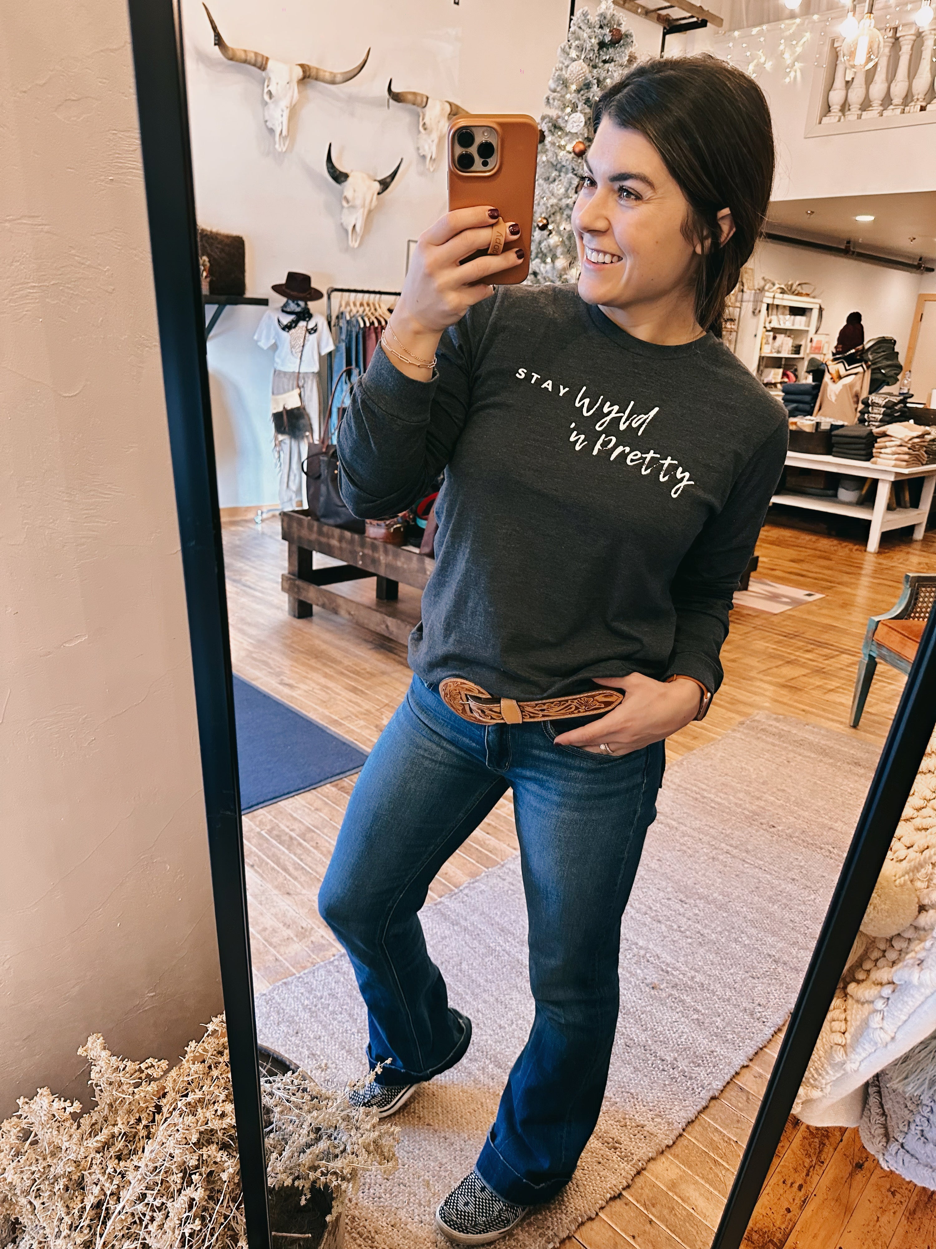 Stay Wyld ‘n Pretty Long Sleeve - Heather Charcoal