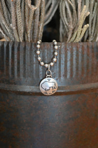 Sterling Silver Round Bison Charm