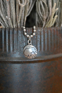 Sterling Silver Round Bison Charm