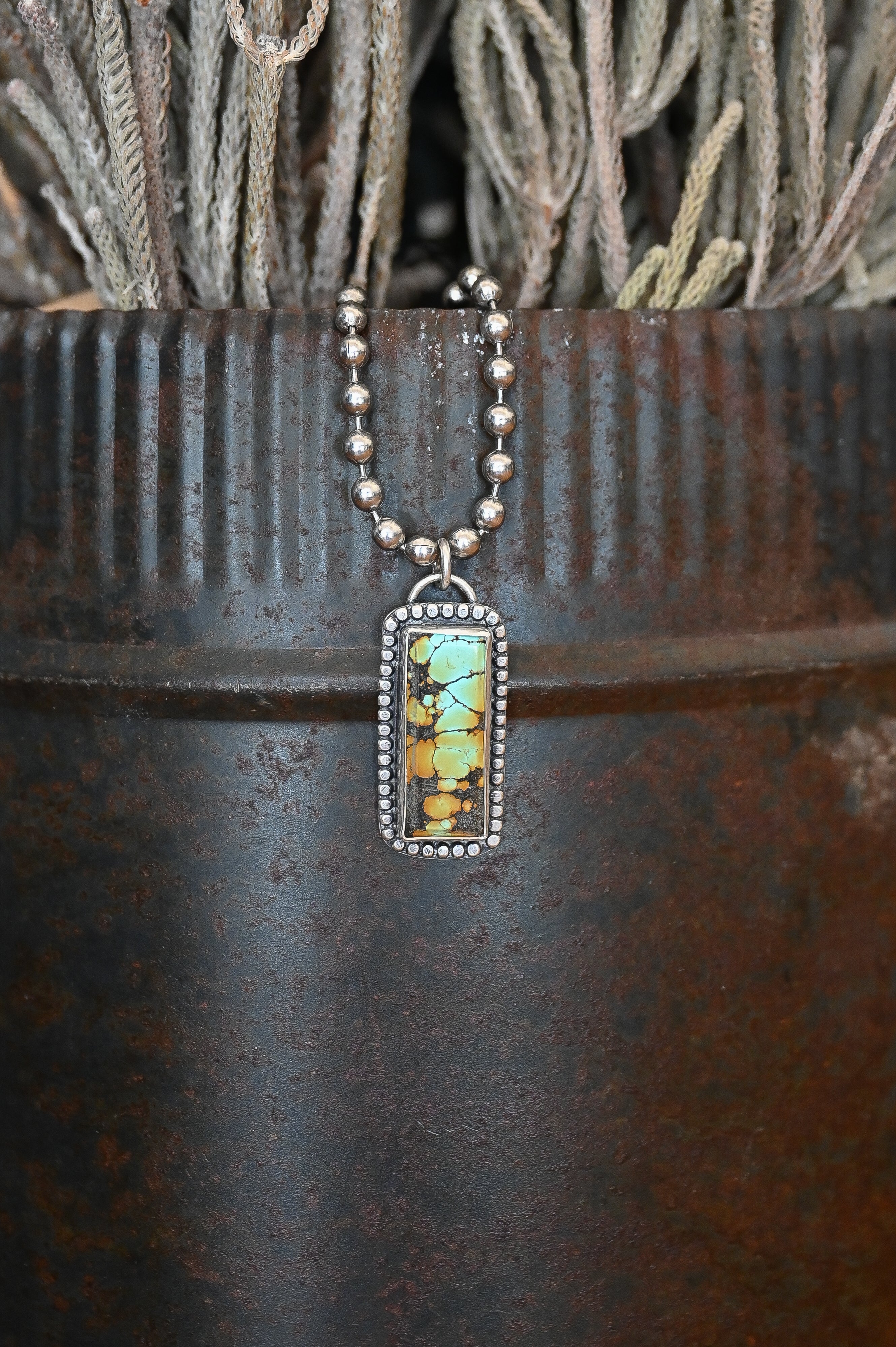 Sterling Silver +Turquoise Bar Pendant