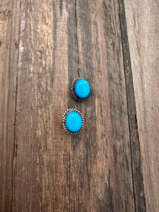 Turquoise + Sterling Silver Rope Border Earrings