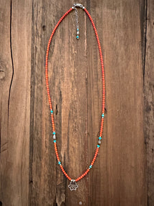 Petite Orange Coral Choker + Antique Charm