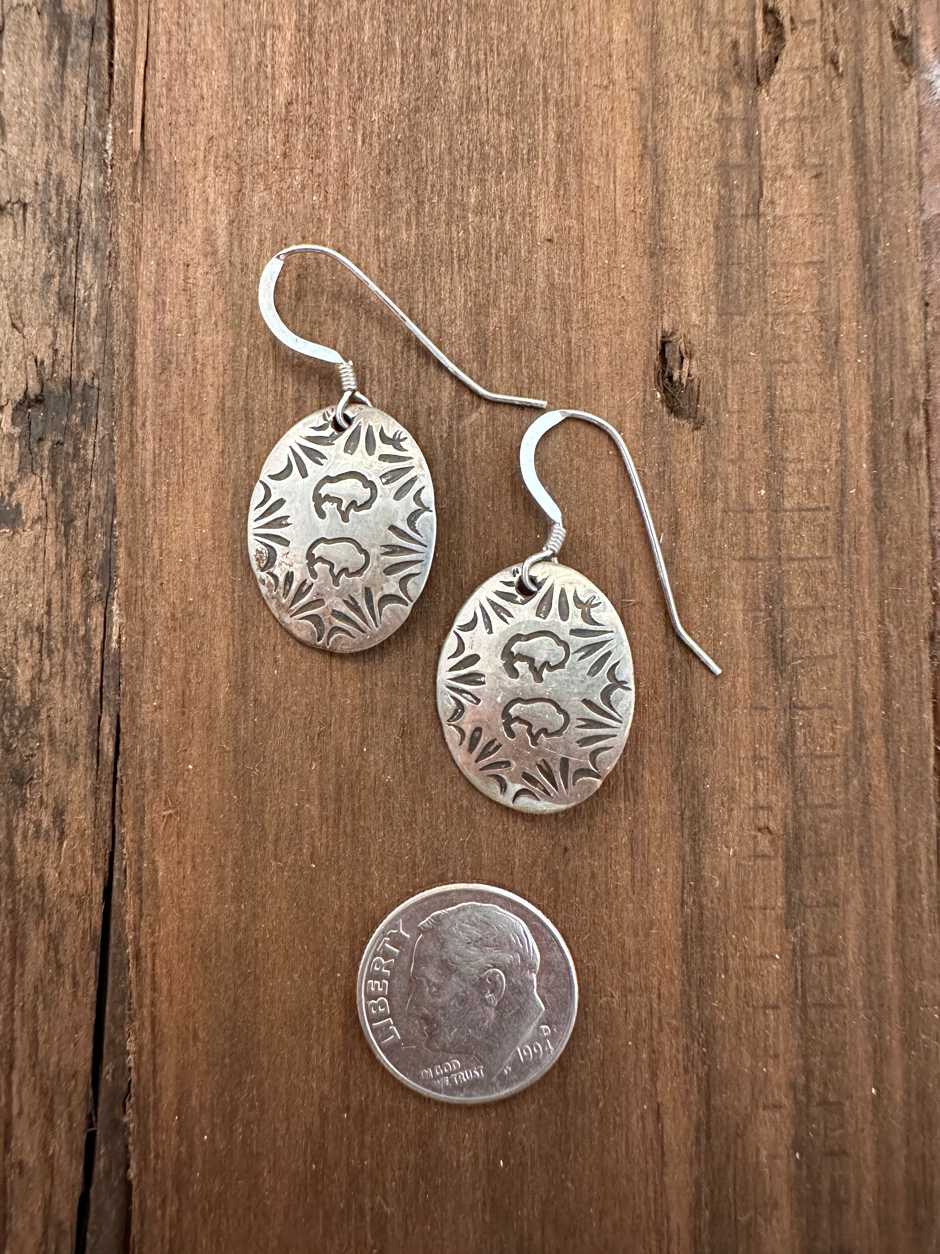 Handmade Bison Stamped Studs